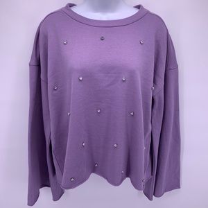 Buffalo Purple Bell Sleeve Cropped Sweatshirt Sz L